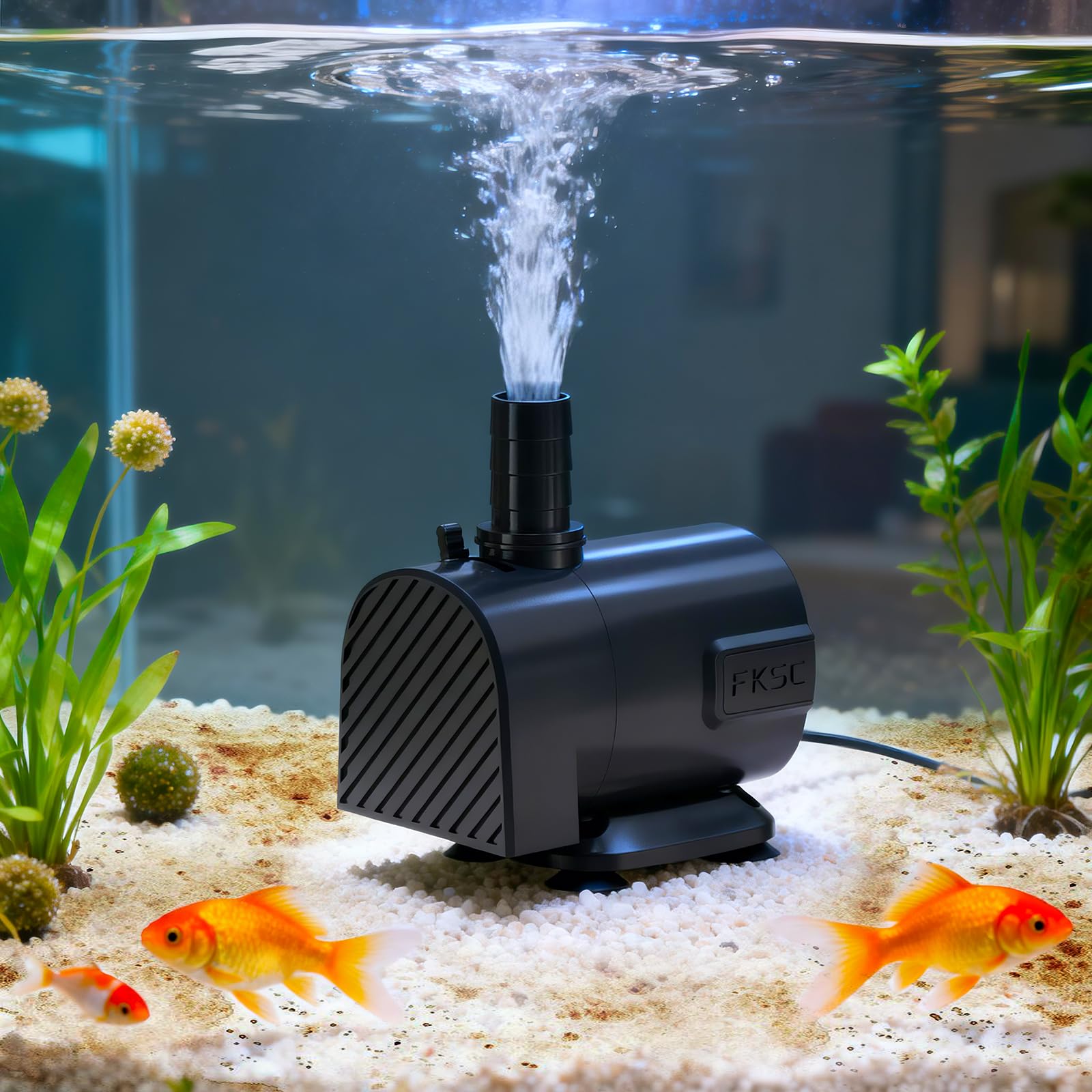 Photo 1 of 225?GPH Submersible Fountain Pump?– Adjustable Flow, Dual-Suction Side/Bottom Intake, Ultra?Quiet with Thermal Protection?– Ideal for Fish Tanks, Ponds, Aquariums, Statuary & Hydroponics (Black)