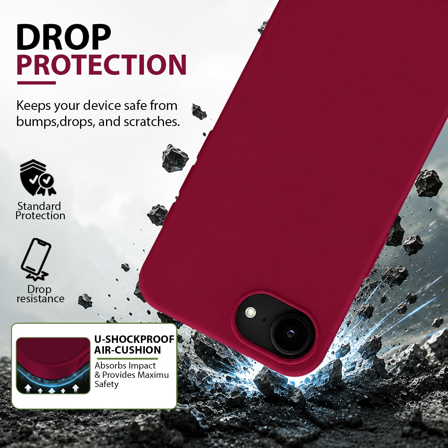 KACA Silicone Case for iPhone 16e/17e - Shockproof & Stylish -2 KACA Silicone Case for iPhone 16e/17e - Shockproof & Stylish -2