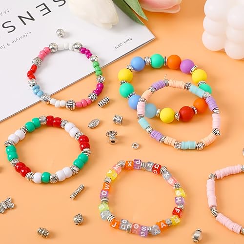Miniatura 5 de UPINS 300 cuentas espaciadoras plateadas para joyas pulseras collares manualidades cuentas plateadas cuentas espaciadoras sueltas con estilos de