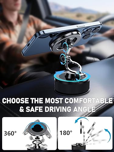 Miniatura 3 de Soportes de teléfono para tu automóvil, soporte magnético compatible con MagSafe, ventosa de vacío ultra fuerte, rotación de 360 para tablero y