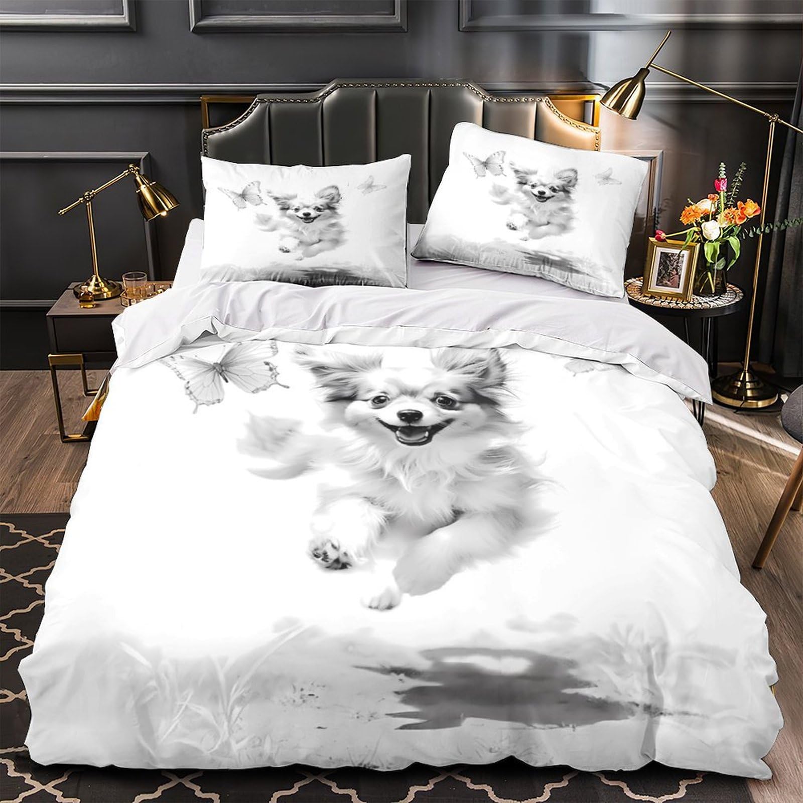 Ensemble de literie 3D chien sauteur, cadeau parfait pour chambre d'ado
