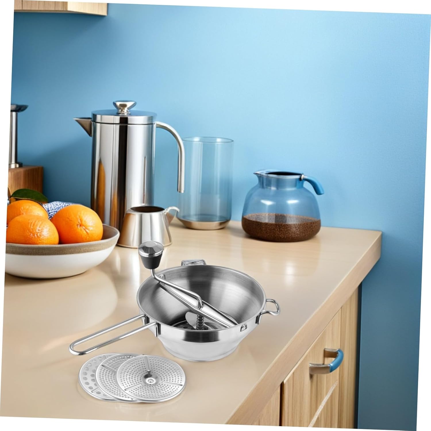 Garneck Stainless Steel Potato Masher Manual Spud Masher Kitchen Utensil for Fruit and Vegetable Puree Food Press Tool for Smooth Mashed Potatoes and Pumpkin Carrot Mashing Easy to Clean