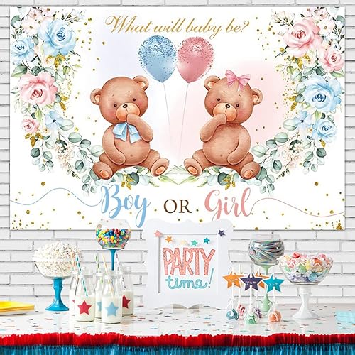 Miniatura 2 de Telón de fondo de fotos de revelación de género de 7 x 5 pies fondo de fotografía de revelación de género Qué será el bebé será telón de fondo para