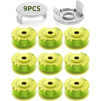 YWTESCH Pack of 11 Updated Model Replacement Grass Trimmer Spool Works with Ryobi One + 18 V 24 V 40 V Grass Trimmer Diameter 2.0 mm and 3.4 m Length Thread Spool Includes 9 Thread Spools and 2 Cap Caps