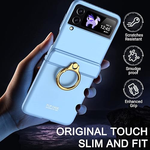 Miniatura 7 de Miimall Funda para Samsung Galaxy Z Flip 4 con soporte de anillo, funda para Galaxy Z Flip 4 con protección magnética de bisagra + protector de