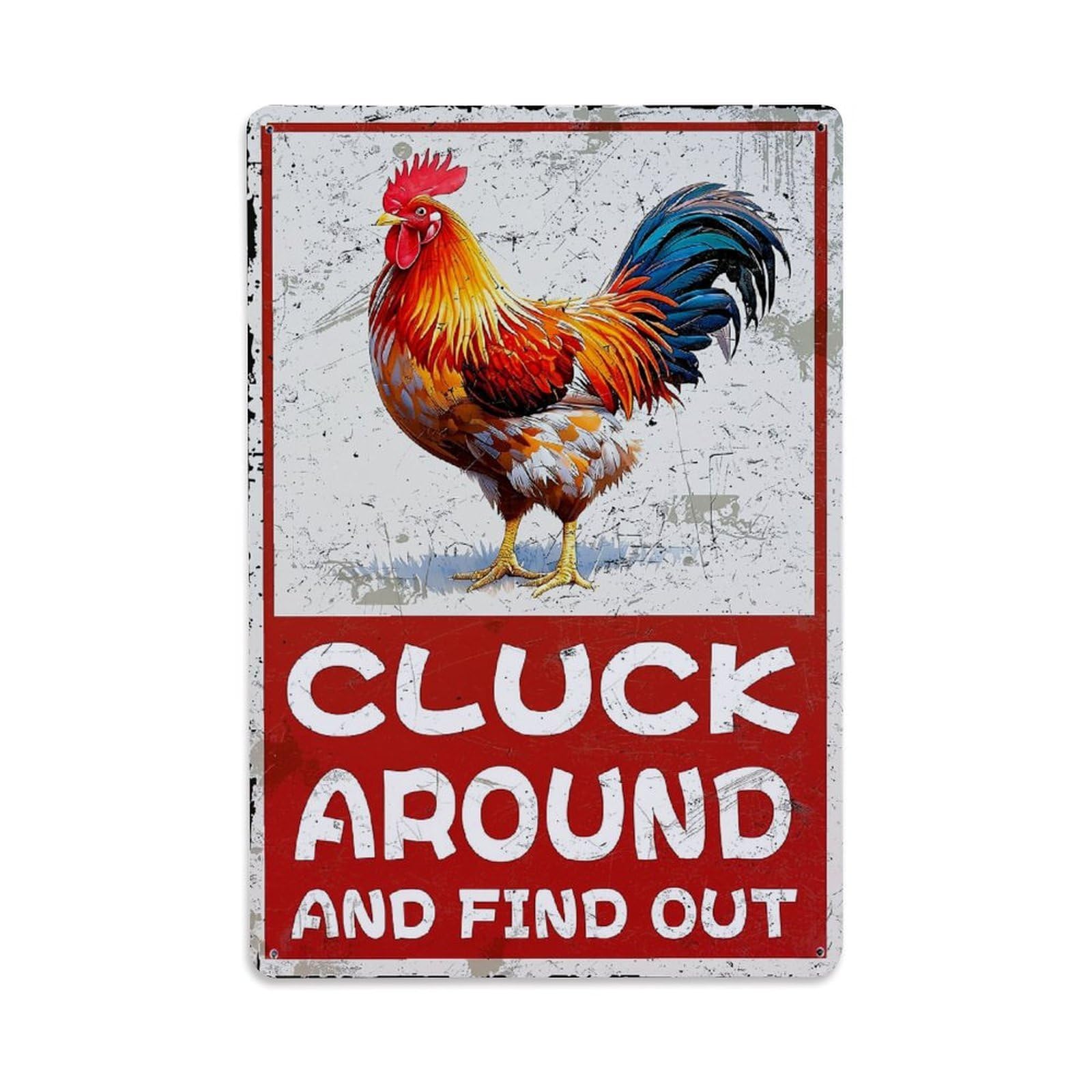 Colorful Rooster On Vintage Poster Retro Metal Tin Sign, Vintage Metal Poster for home, Gaming Room, Studio Workshop,Bar,Garage Wall Art Decor 8x12 Inch