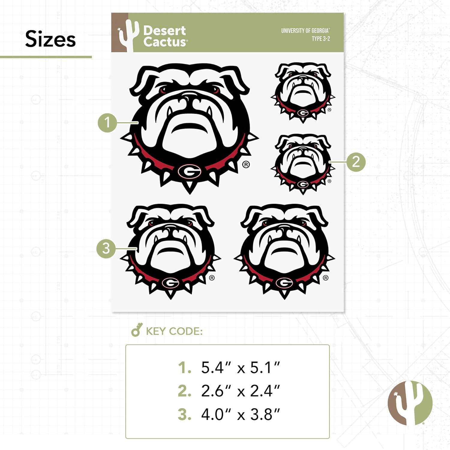 Desert Cactus University of Georgia Sticker Bulldogs UGA Dawgs Vinyl Decals Laptop Water Bottle Car Scrapbook T3 (Type 3-2) - Image 3