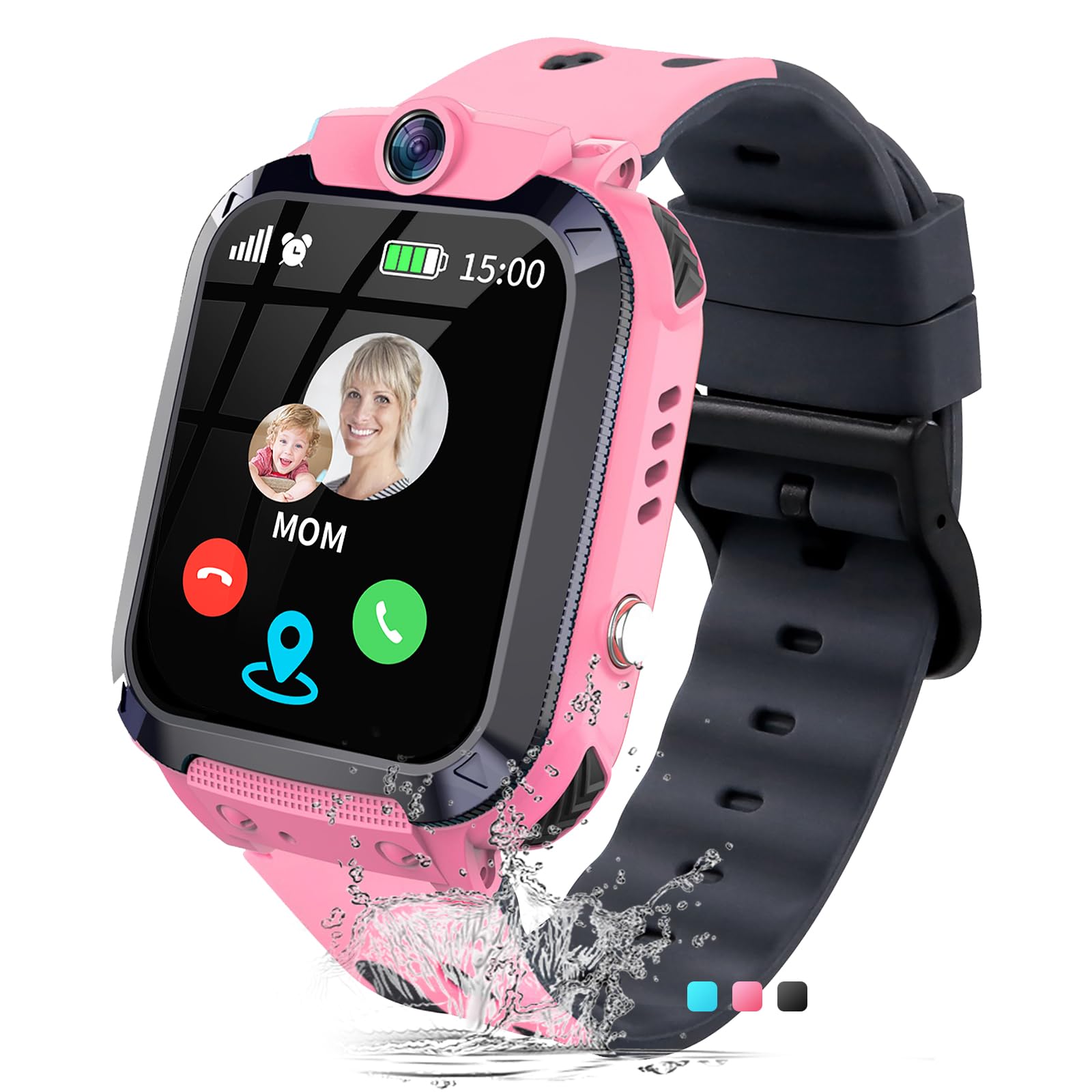 Reloj Inteligente NiƱo con GPS y Llamadas SOS Despertador Juego Resistente Al Agua Modelo de Clase Reloj Inteligente NiƱa Smartwatch para NiƱos Digital Regalo-