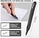 Effortless Stapler for Desk with 40-50 Sheet Capacity, 2000 Staples, 1-Touch Stapling, Ergonomic & Easy to Load Desktop Staplers, Heavy Duty Stapler, and Magnetic Staple Remover, Black