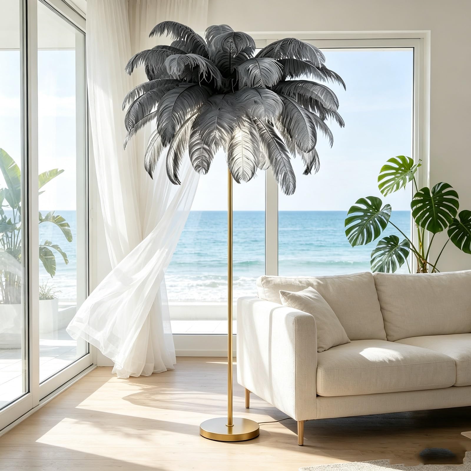 LCNDKF Elegant Feather Standing Floor Lamp