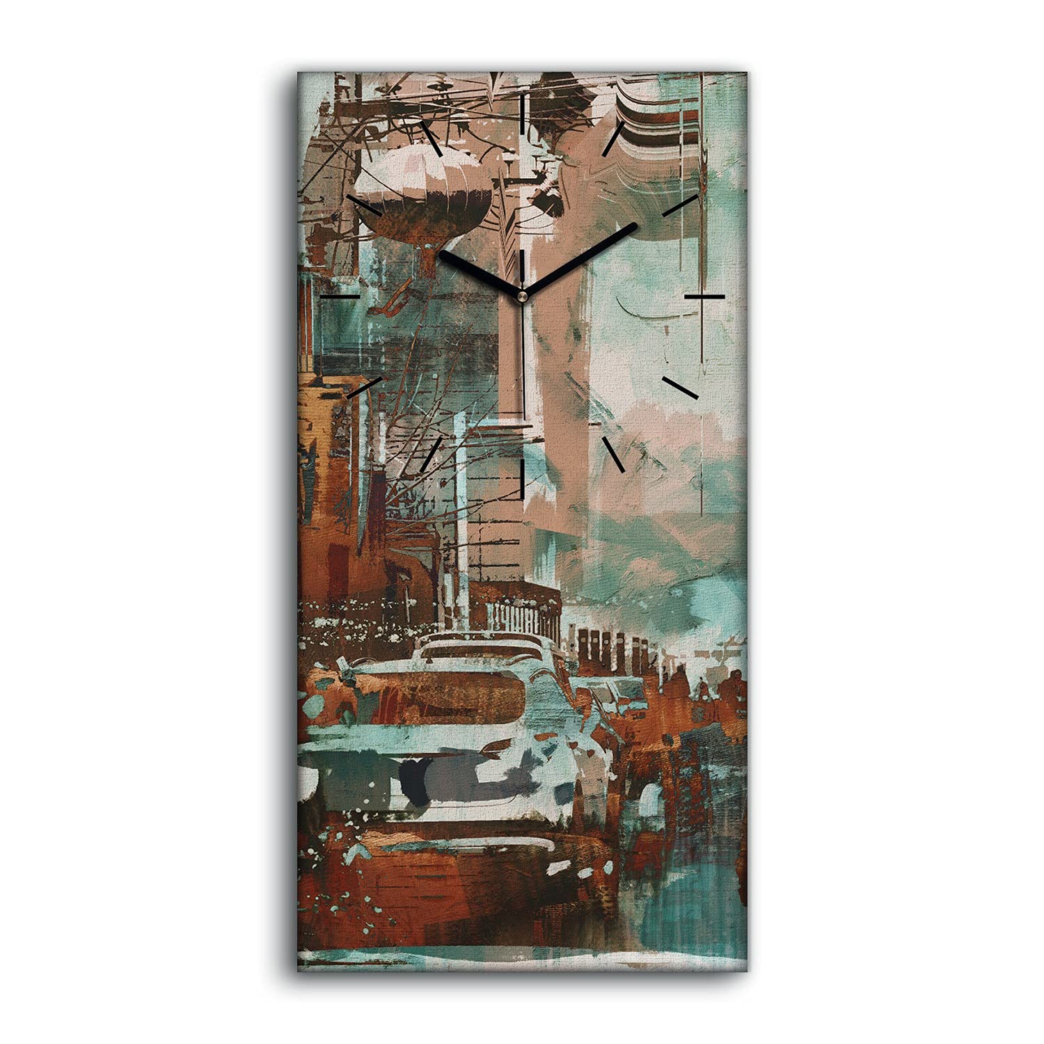 Horloge sur toile 30x60cm de style moderne abstrait pour la décoration murale de votre salon
