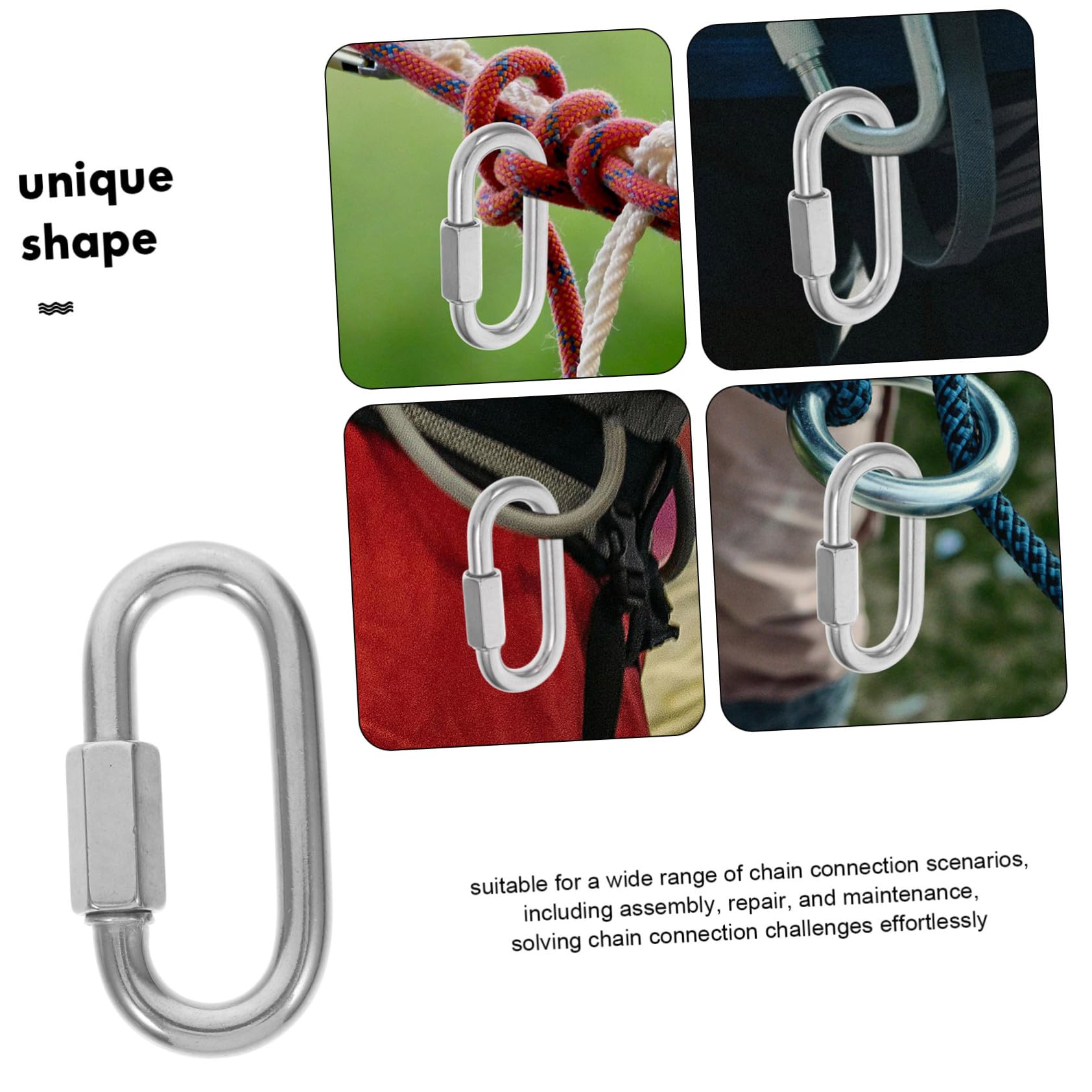 10 Stück Teiliges Edelstahl Kettenverbinder D förmiger Schnellverschluss Karabiner Rostfrei Hochbelastbar für Kettenverlängerung Hängematte Camping Outdoor Industrie Bau und