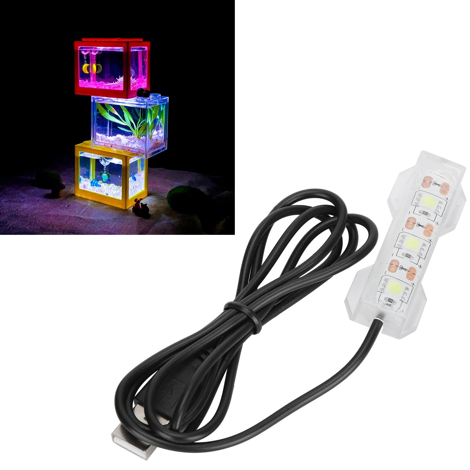 Mini Aquarium LED Beleuchtung Licht, Aquarium Leuchte Hohe Beleuchtungsintensität Aquarienbeleuchtun Aquarium Lampe Aquarienleucht Unterwasser LED-Lichtbalken für Fische Tank Fisch Pflanze 6x2cm