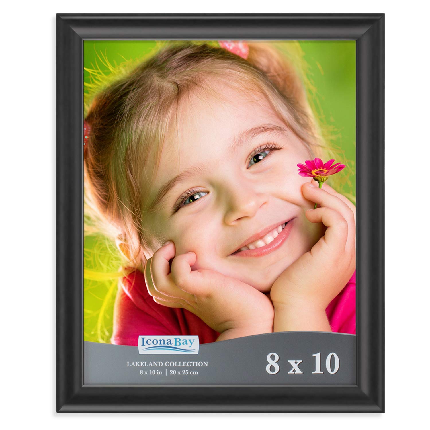 Icona Bay 8x10 Black Picture Frame - Contemporary Photo Frame 8 x 10 - Composite Wood Frame for Walls or Tabletop - Lakeland Collection
