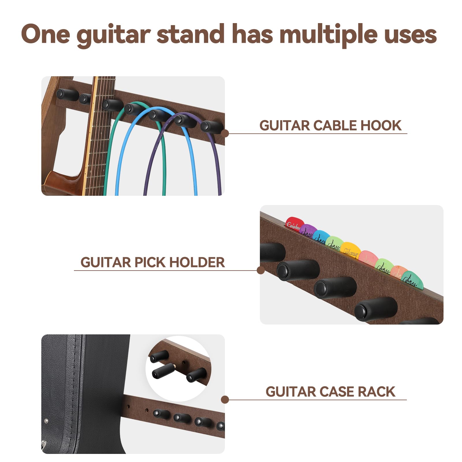 Soporte de guitarra para múltiples guitarras, soporte de madera para 4 guitarras acústicas, 6 eléctricas o bajos, tablón de madera de 18 mm de grosor