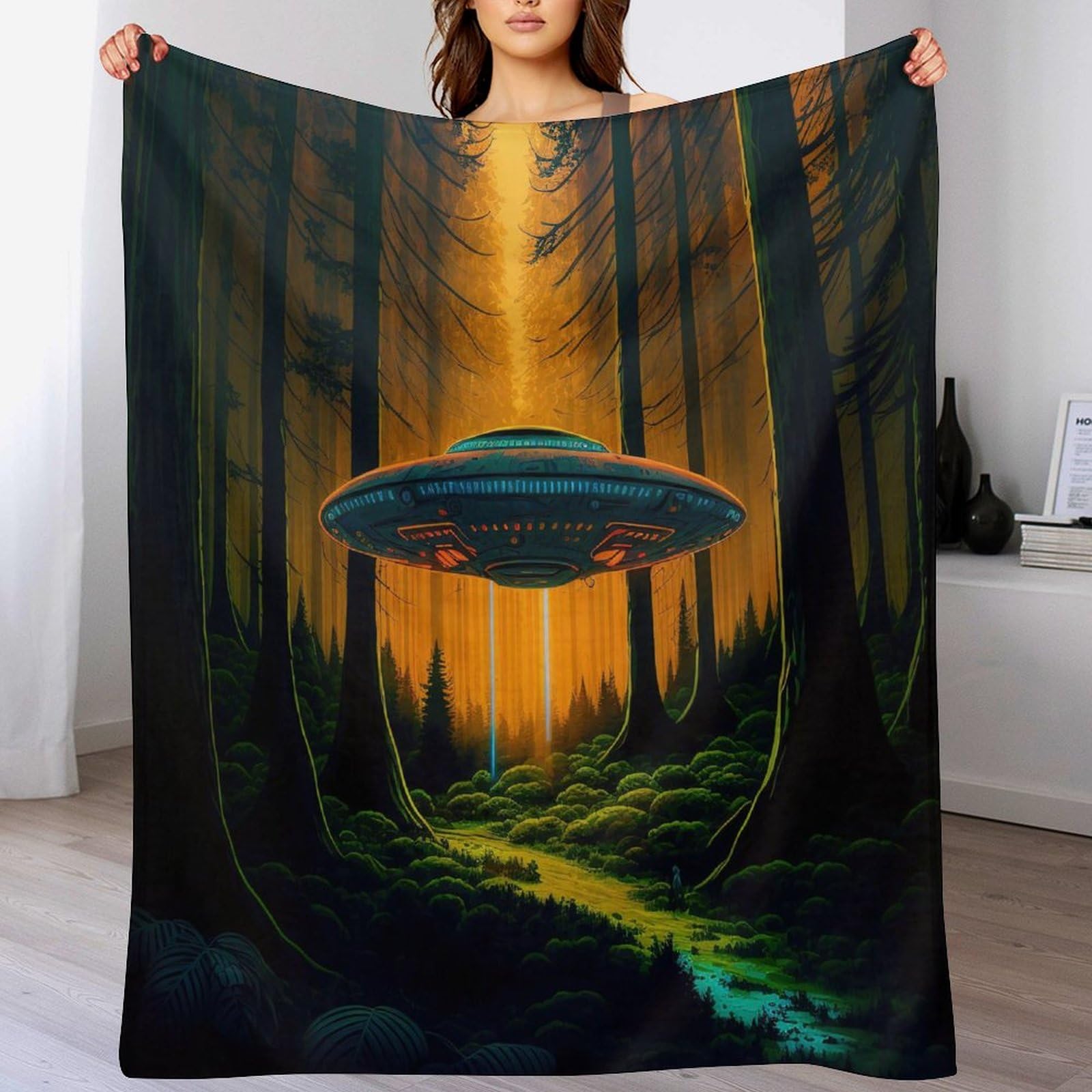 Manta mullida Alien Spaceship de forro polar para noches de sofá y películas