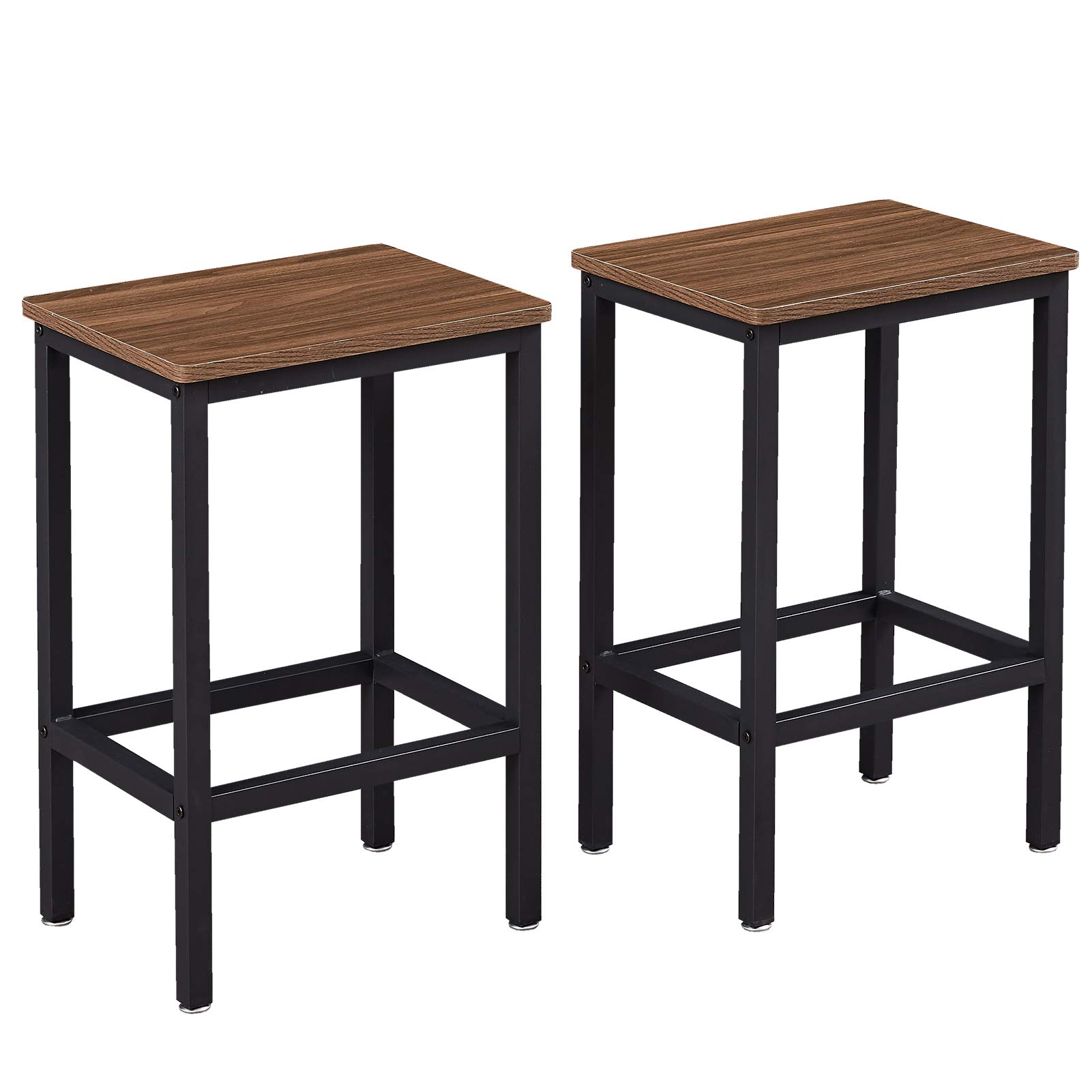 SUPERJARE Set of 2 Bar Stools, Industrial Barstools Chairs and Footrest with Steel Frame, Pub Kitchen Counter Height Bar Chairs - Brown