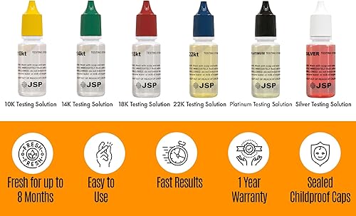 Miniatura 4 de Kit de evaluación de probador de joyas de oro y plata 10K 14K 18K 22K 24K platino paladio prueba de metales preciosos 999 925 chatarra