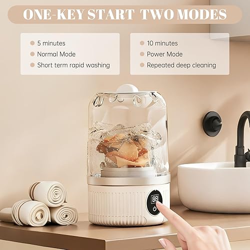 Miniatura 4 de Lavadora de ropa interior, mini lavadora portátil de 1.5 litros, lavadora de ropa interior recargable, limpia en profundidad, ropa pequeña para