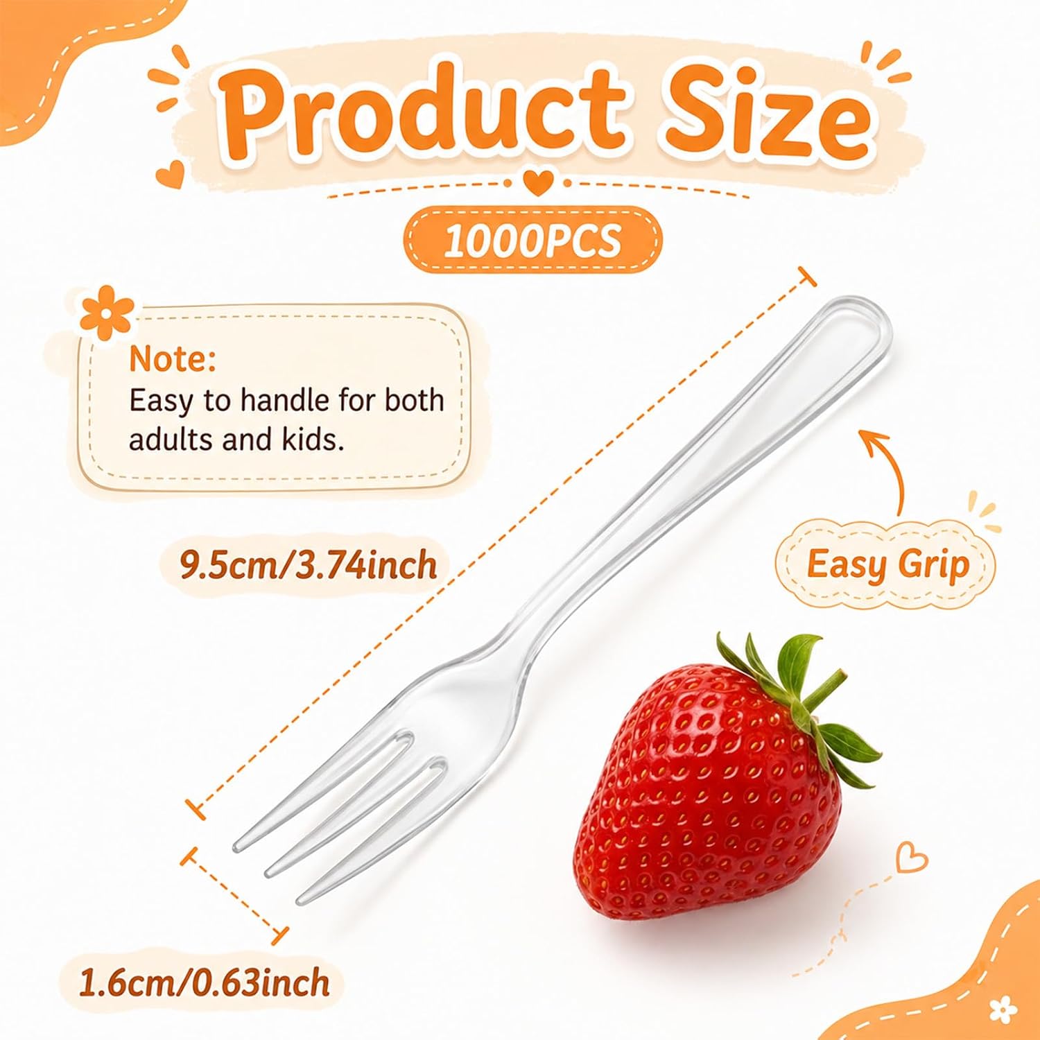 SHENLIU 1000 Pcs Plastic Mini Forks, 3.7 x 0.6 Inch Tiny Clear Plastic Fork