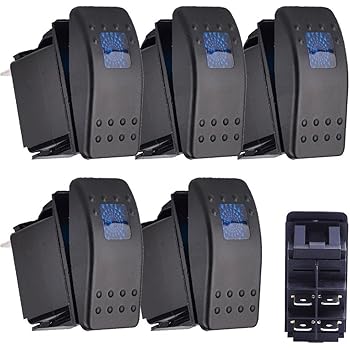 E Support Trade 5 X Kfz Auto Offroad Kippschalter Druckschalter Schalter Wippschalter Wasserdicht 12v 20a Blau Led Licht 4pin An Aus Amazon De Auto