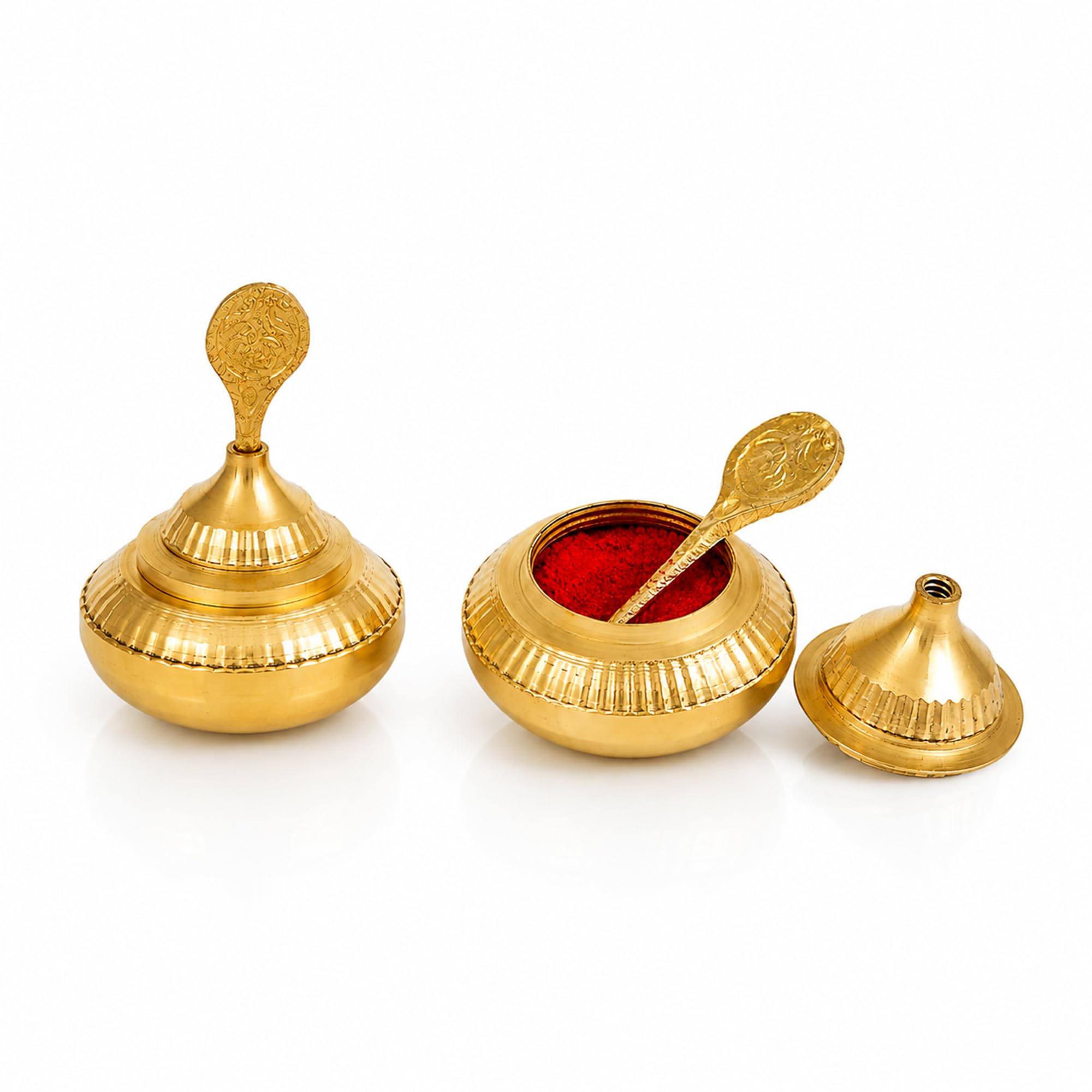 Pure Brass Sindoor Dani Set of 2 | Brass Kumkum Box with Stick | Traditional Sindoor Container for Women | Pooja Mandir Accessory | Hindu Ritual, Wedding & Return Gift | 2 Pieces-image-40