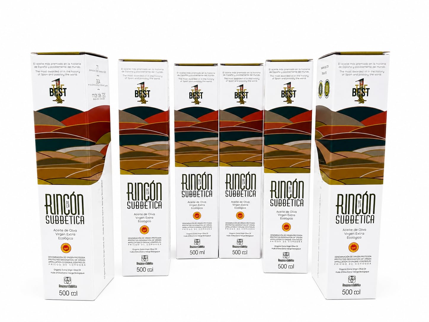 RINCÓN DE LA SUBBÉTICA – Aceite de Oliva Virgen Extra 500 ml | Pack 6 Botellas | DOP Priego de Córdoba | Monovarietal Hojiblanca | Sabor Intenso | Ideal Cocina Gourmet y Uso en Crudo