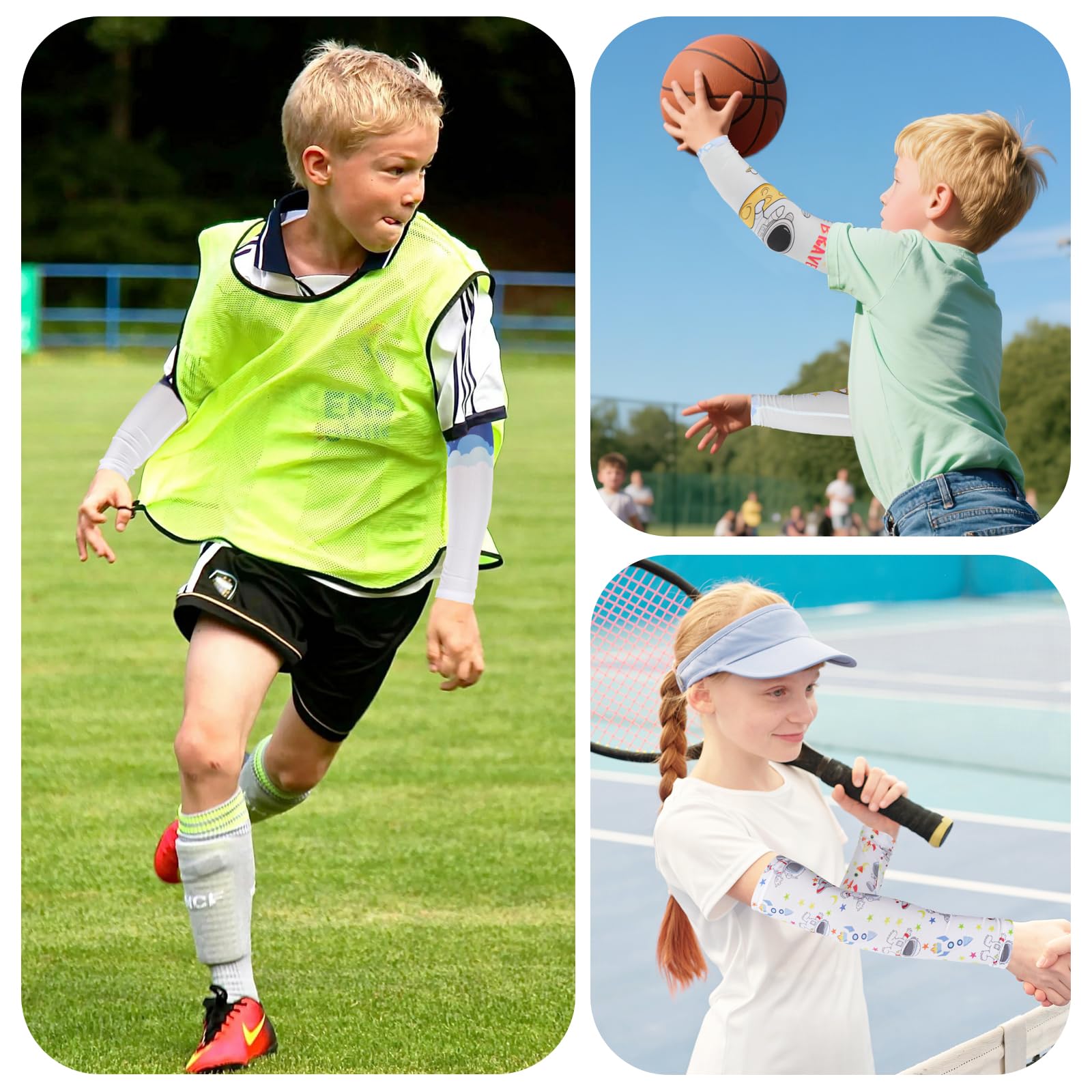 Mangas transpirables para niños y niñas para baloncesto, fútbol, béisbol, voleibol