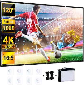 Projector Screen 120 Inch, Indoor Outdoor Projector Screen