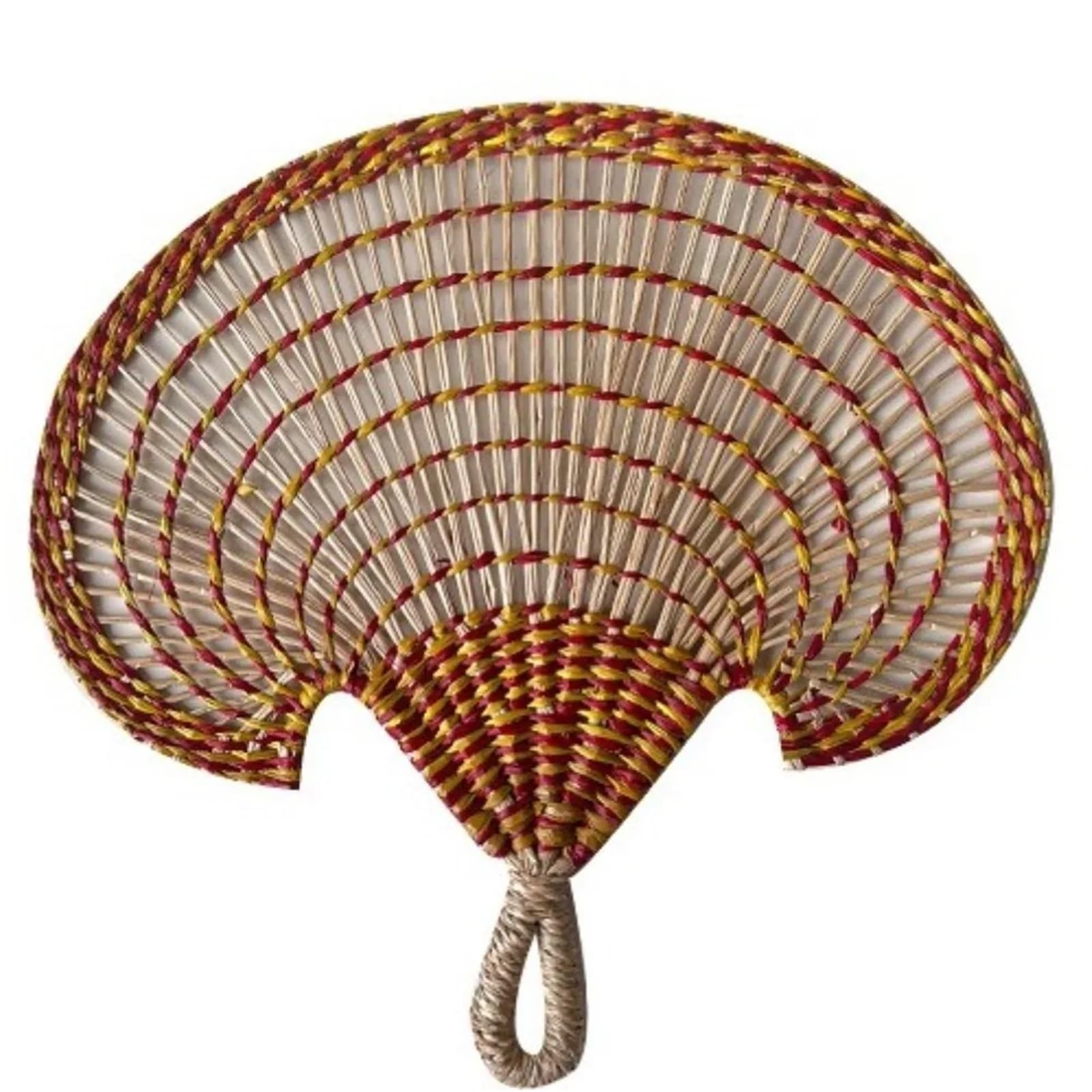 WJLYDM Portable Hand-Woven Handheld Fan Ancient Decorative Hand-operated Straw Cattail Room(Red-Yellow)