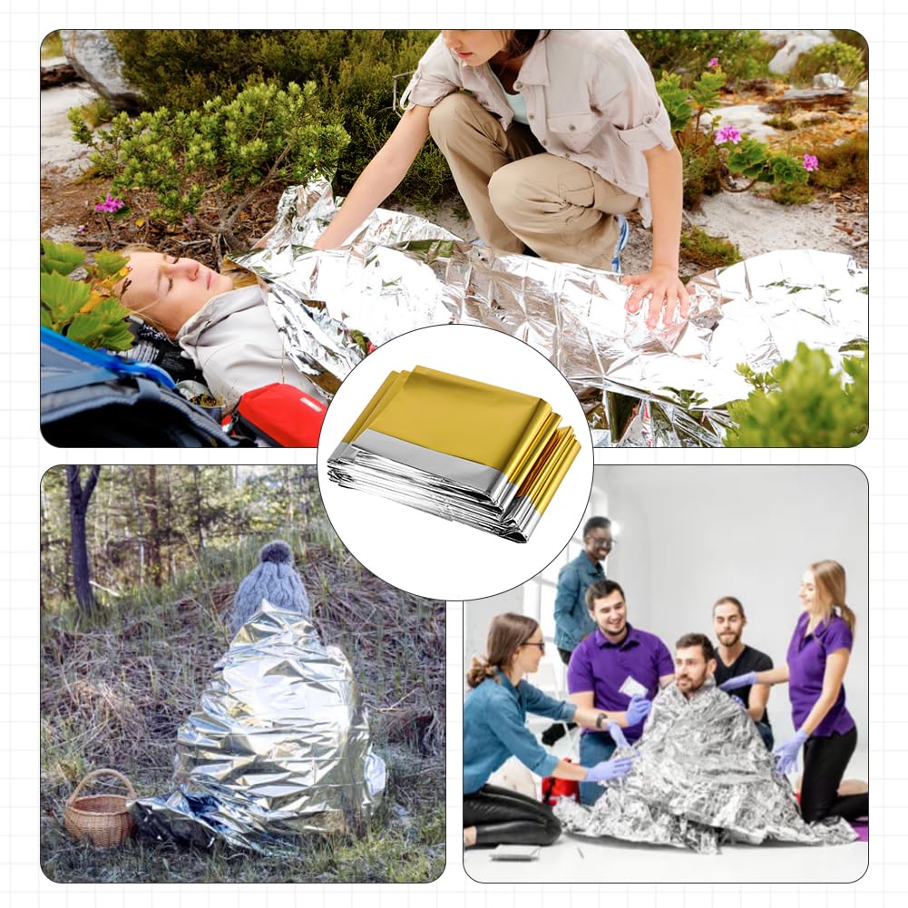 Lot de 15 couvertures de survie doré/argenté - 210 x 130 cm - Couverture de survie d'urgence - Couverture chauffante pour les situations d'urgence et les conditions météorologiques - 15 x