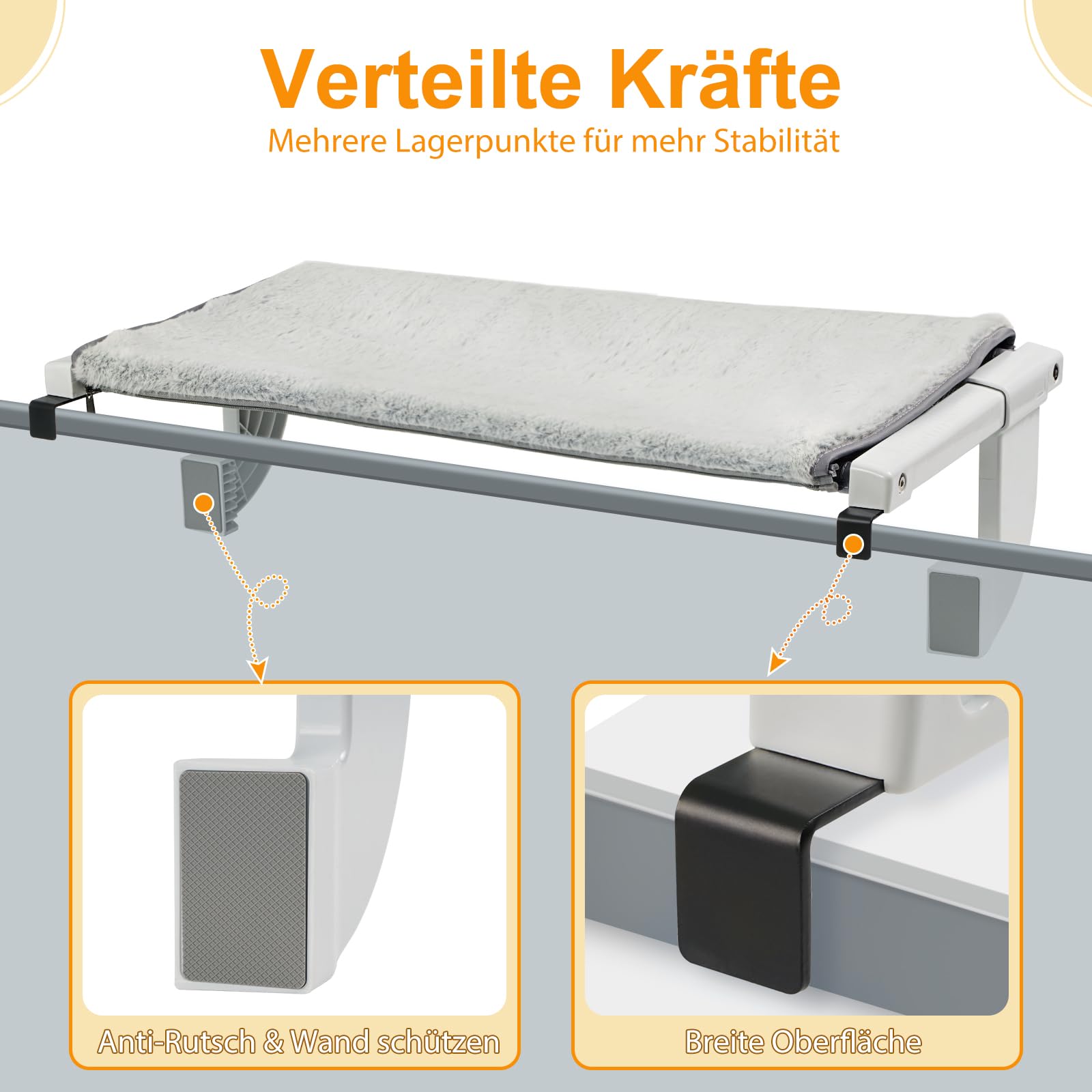 GUUSII HOME Katzenliege Balkon Fensterhängematte für Heizung Heizkörper 56 * 34.5cm Hängematte für Katzenfenster Katzen Fensterliege Fensterplätze Katzenbett Fensterbank Fensterliegeplatz (S)