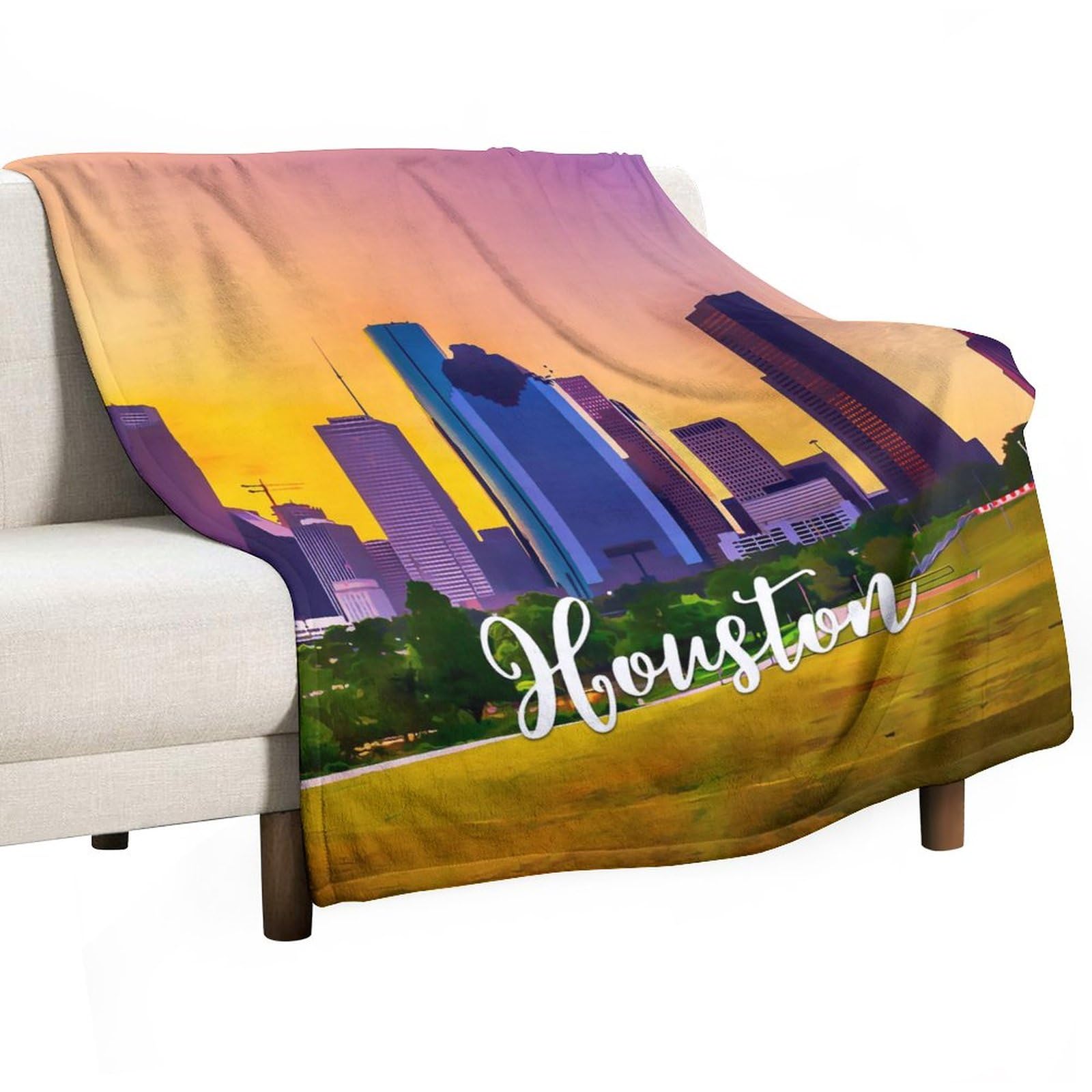 Couverture plaid Houston en peluche douce de 101x127 cm pour canapé