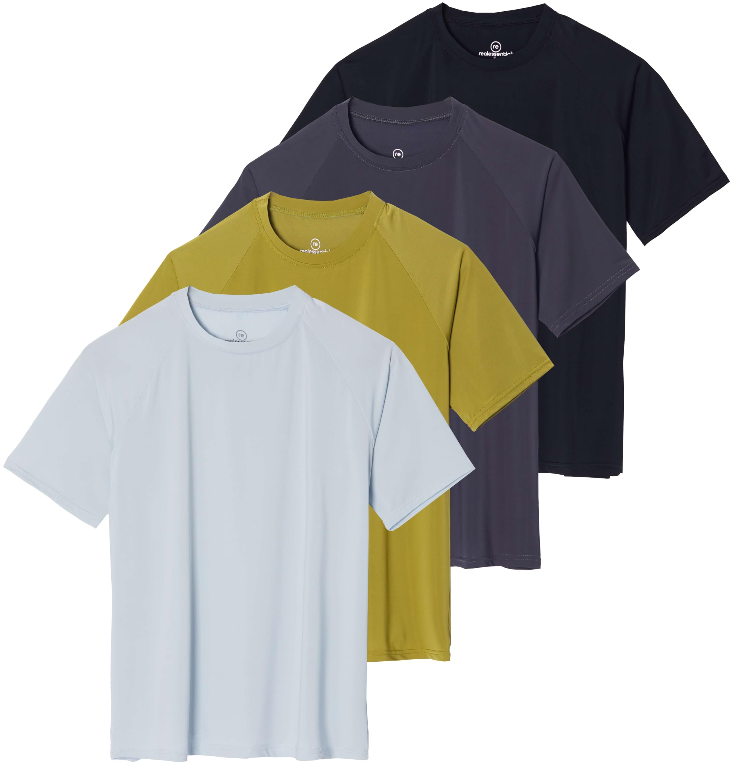 Real Essentials 4 Pack: Women's Sun Shirt UPF 50+ Short Sleeve UV Protection Quick Dry Rash Guard Hiking Top (Plus Available)