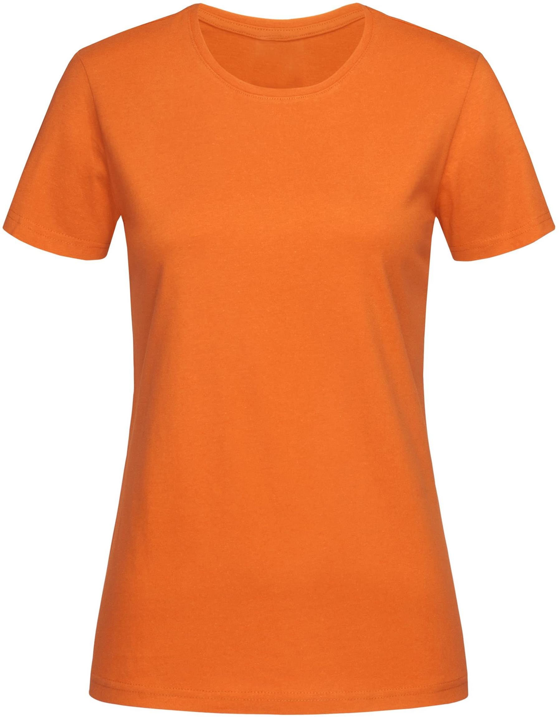 Coozo Women's Orange Regular Fit Crew Neck Soft Hand Feel Classic T-Shirt - 2XL