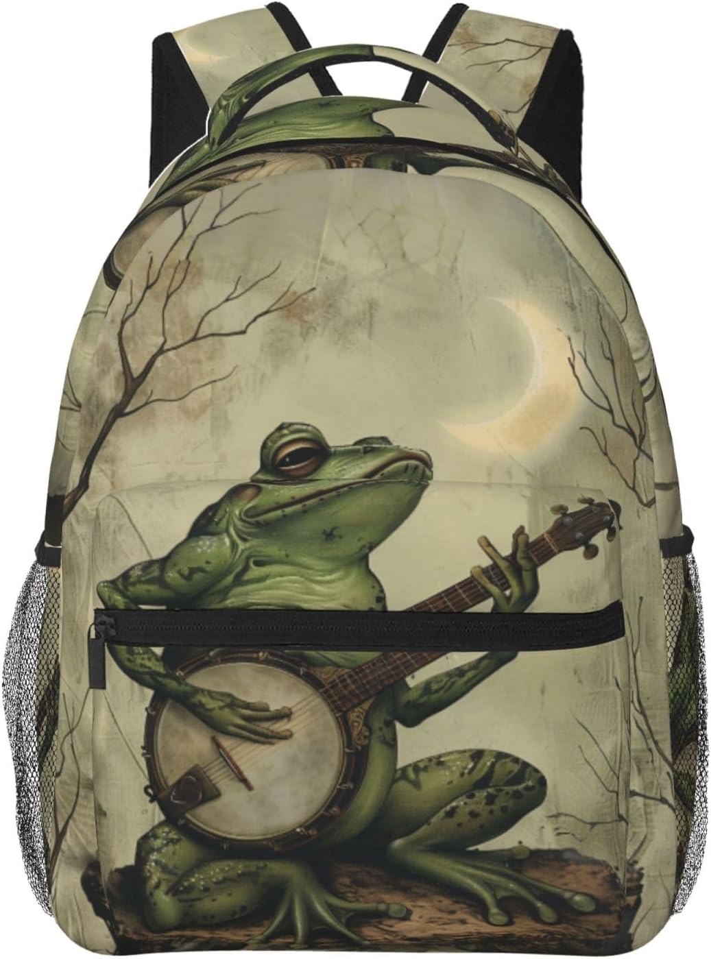 Sleeping Bulldog Sketch Backpack for Travel Work School Sports Gifts, Durable Polyester Lightweight Camping Hiking Artistic Pencil Drawing Dog Backpacks Bookbag for Women Men Girls, 15.7 Inch