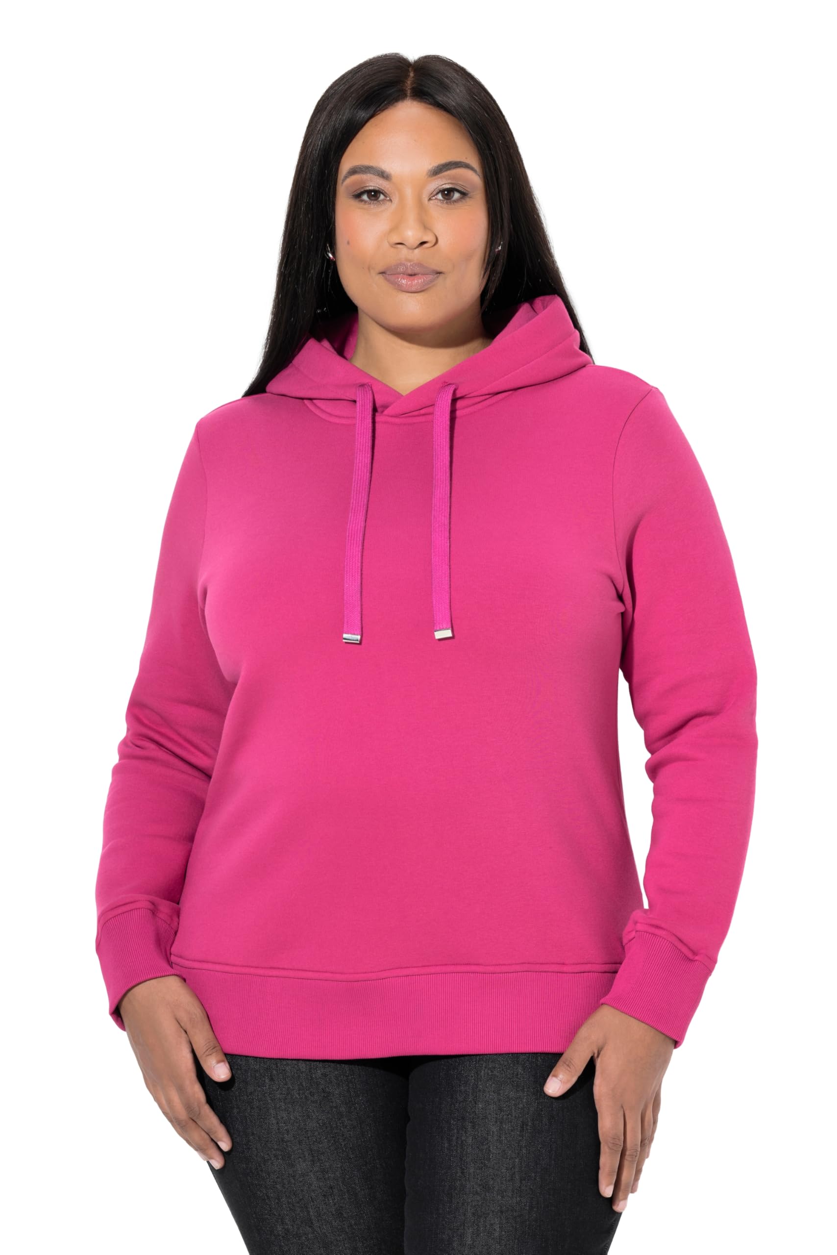 Ulla Popken Damen große Größen Übergrößen Plus Size Super Softer Hoodie, Rippbündchen, Kapuze, Langarm 844801