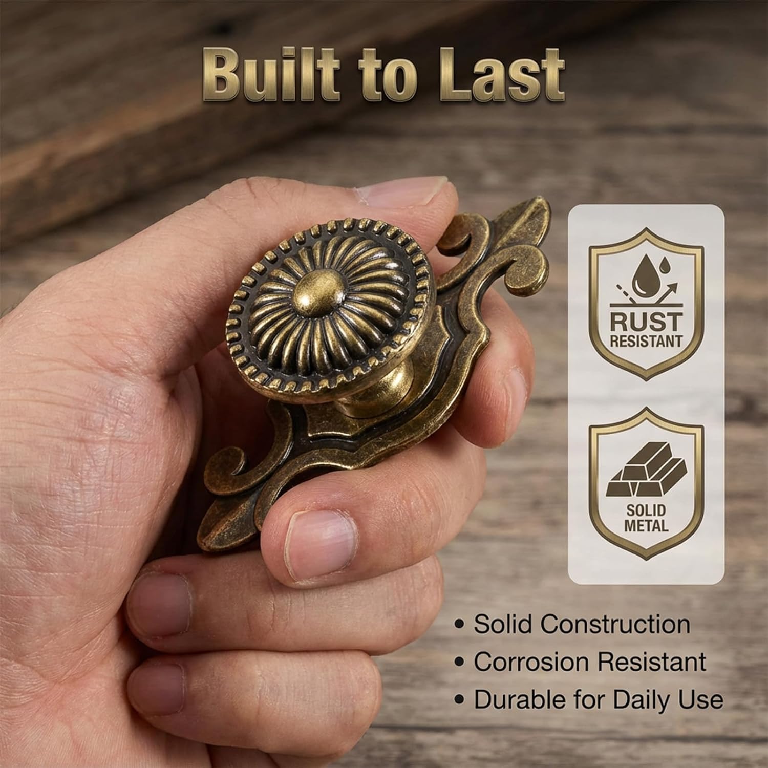 12 Pack Brass Cabinet Knobs Brass Antique Vintage Retro Drawer Cabinet Metal Knobs with Backplates Rustic Zinc Alloy Base Backplate Cupboard Wardrobe Drawer Door Handles for Kitchen Cupboard