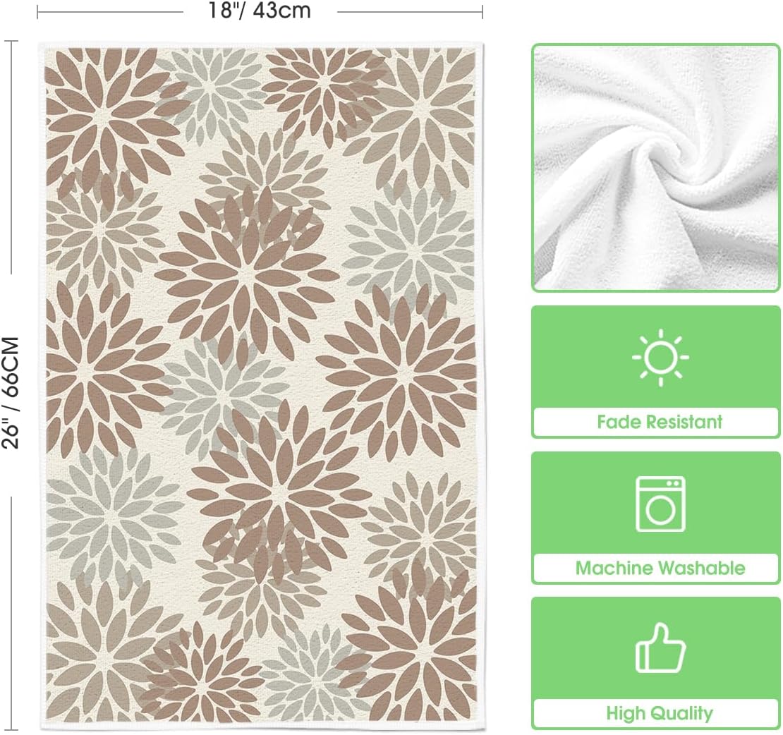 Artoid Mode Brown Stripes Home Sweet Home Boho Spring Kitchen Towels Dish Towels, 18x26 Inch Farmhouse Decoration Cleaning Set of 4
