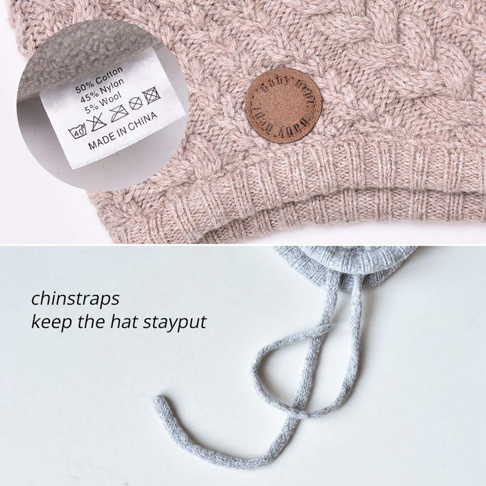 SOMALER Toddler Baby Boys Girls Winter Hat Kids Ear Flap Warm Fleece Lined Knit Beanie Fur Pom Hat