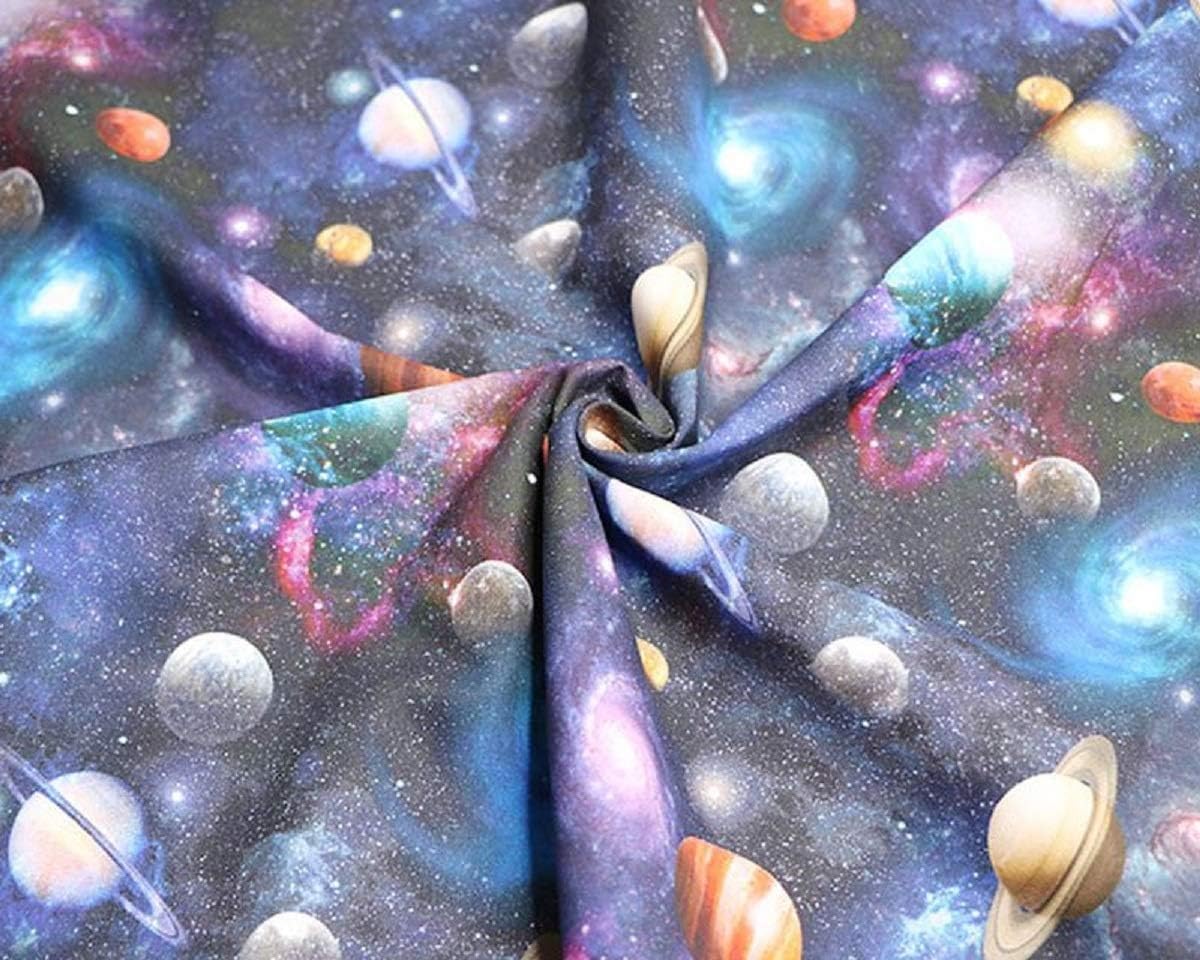 Universe Space Planets - Tela 100% algodón, 150 cm de ancho, tela para manualidades