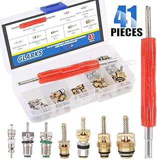 Glarks 41Pcs Car Air Conditioner Valve Core Schrader Valve Cores Accessories A/C R12 R134a Refrigeration Tire Valve Stem w...