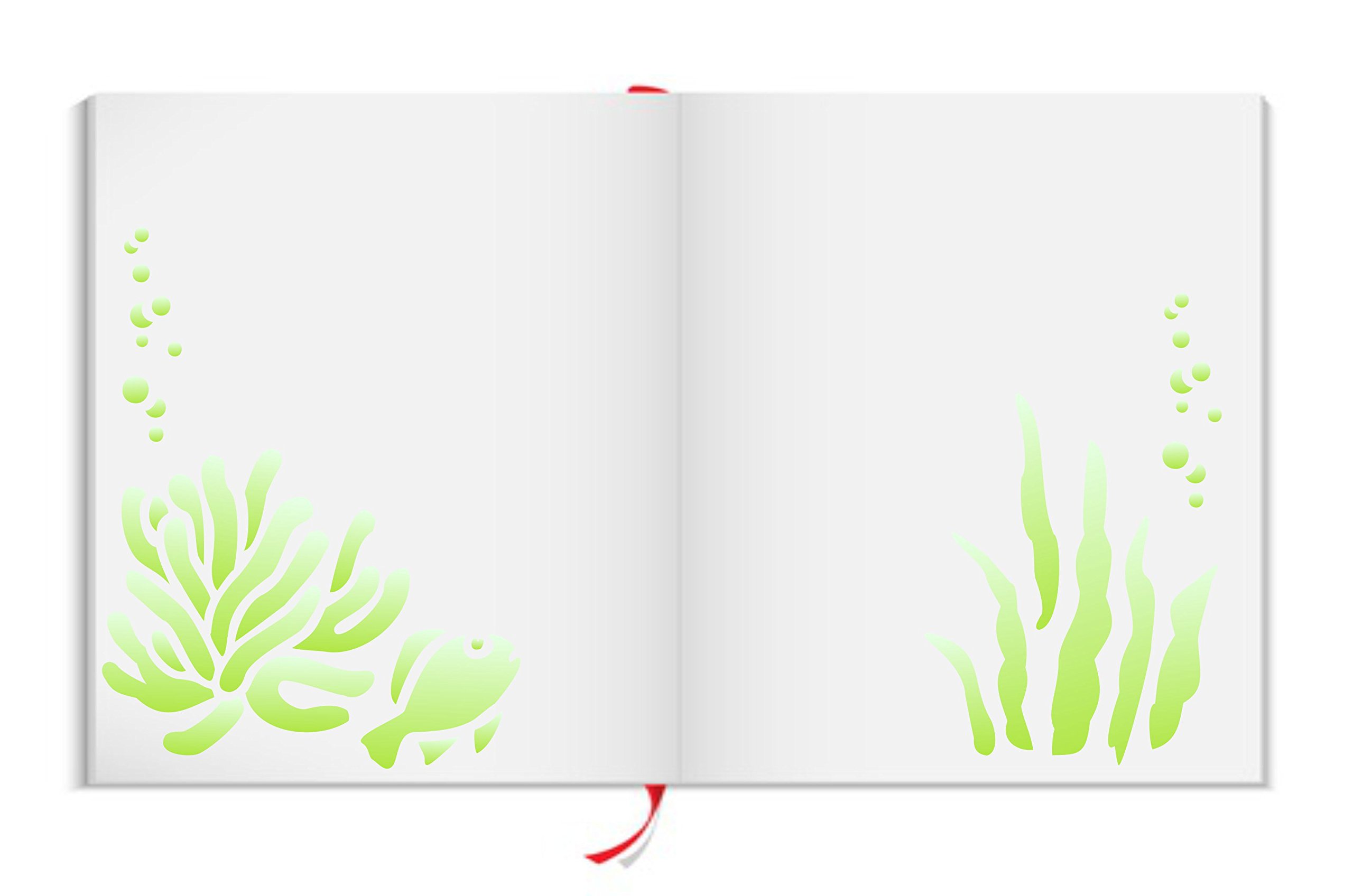Tropical Fish Stencil - 11.5 x 11.5cm (S) - Reusable Fish Seaweed Corel Kelp Bubbles Wall Stencil Template - Image 3