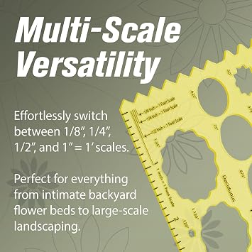 Garden Tutor Multiscale Garden & Landscape Design Templates 2 Precision-Cut Translucent Yellow Architectural & Drafting Tools for Garden, Yard & Landscape Design