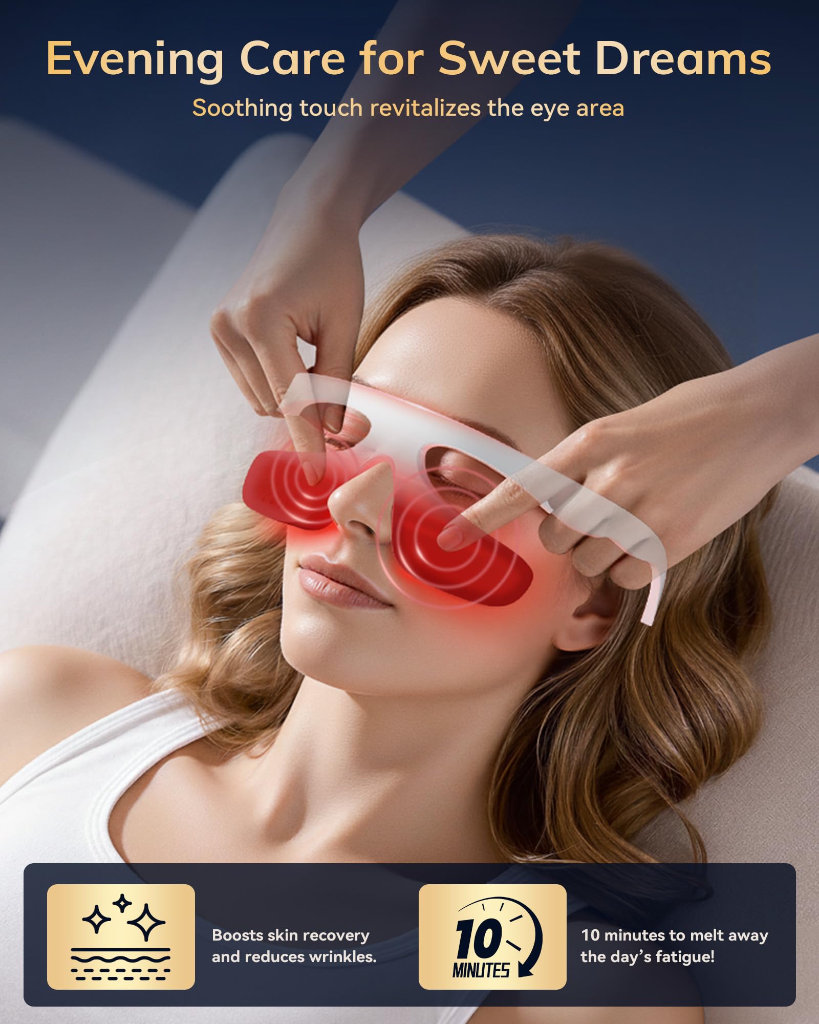 Dispositivo de terapia de luz roja debajo de los ojos, gafas de terapia de luz roja para ojos rojos 650 NM, máscara de ojos de luz roja para el tratamiento de bolsas de ojos, ojeras, hinchazón
