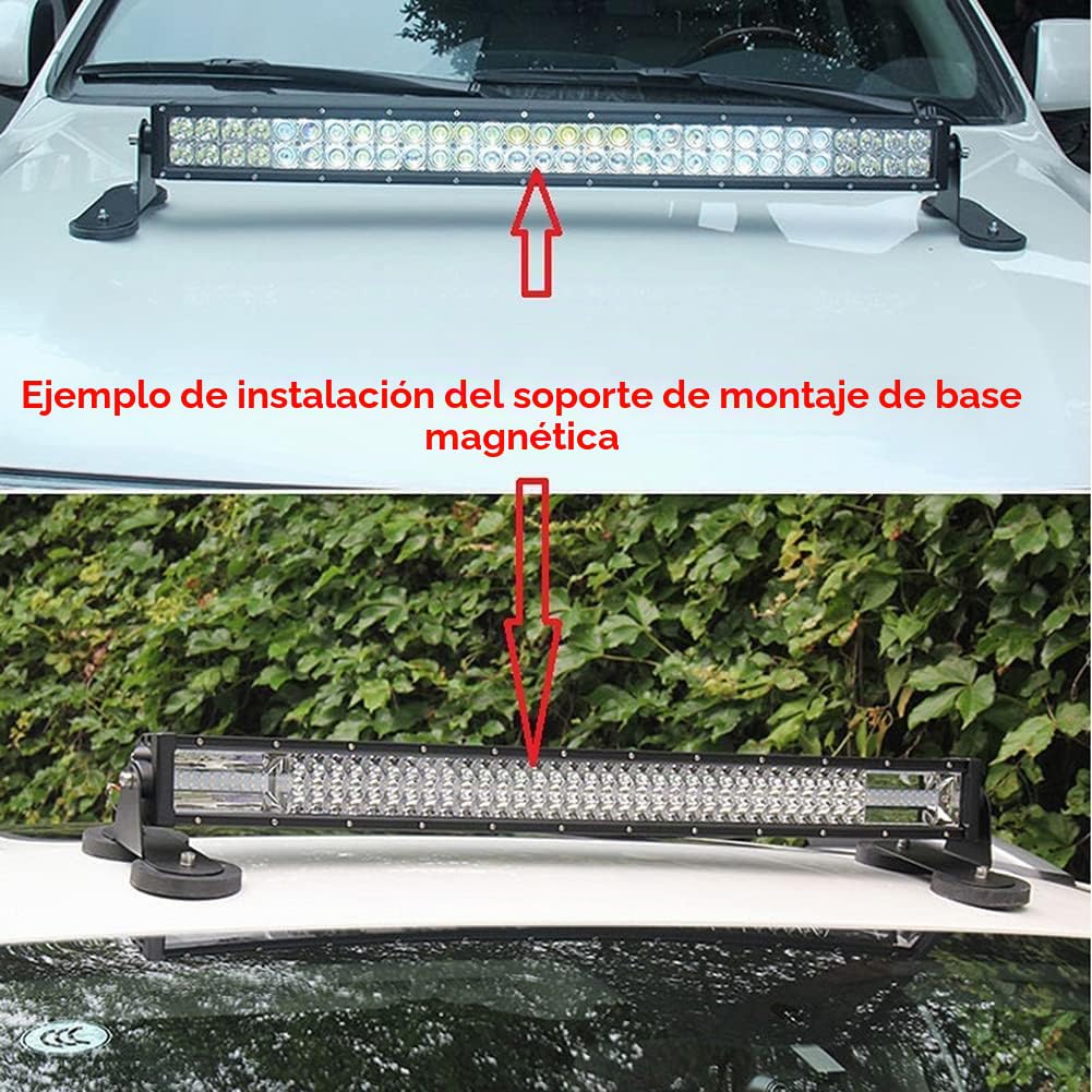 Willpower 2 soportes de montaje magnéticos universales con ventosa para barra de luz LED recta curvada de montaje lateral, luces antiniebla en el techo del capó
