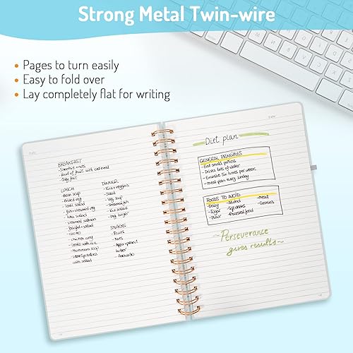 Miniatura 3 de Forvencer Cuaderno espiral rayado con 300 páginas numeradas, cuaderno grueso B5 rayado para escribir con papel de 100 gm, cuadernos de tapa dura con