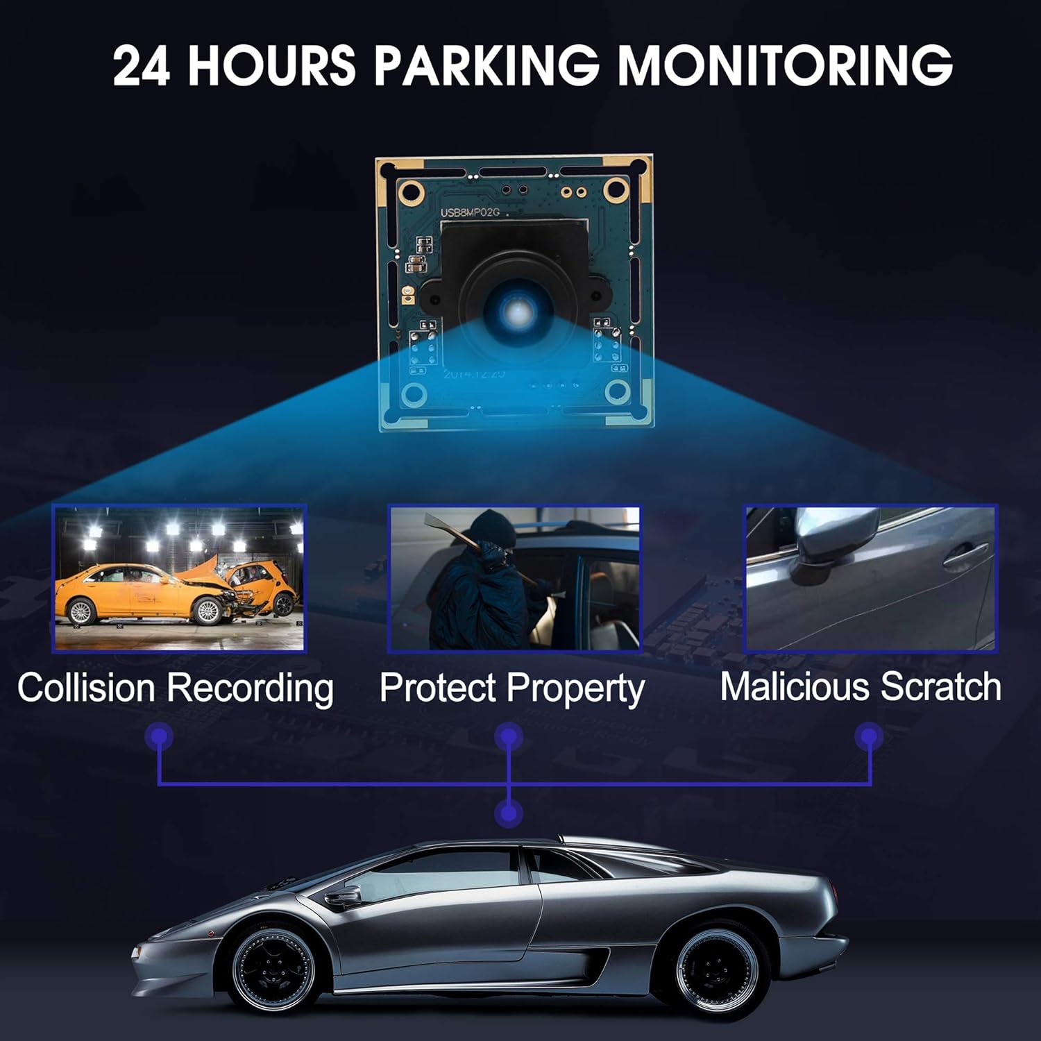 8MP USB Camera Module - Wide Angle 180-Degree Fisheye Lens Webcam Board for Computer, IMX179 4K Security CCTV Camera for Raspberry Pi Mac