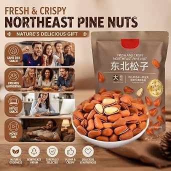 Roasted Pine Nuts 250g - Extra Large Whole In Shell Snacks Bag