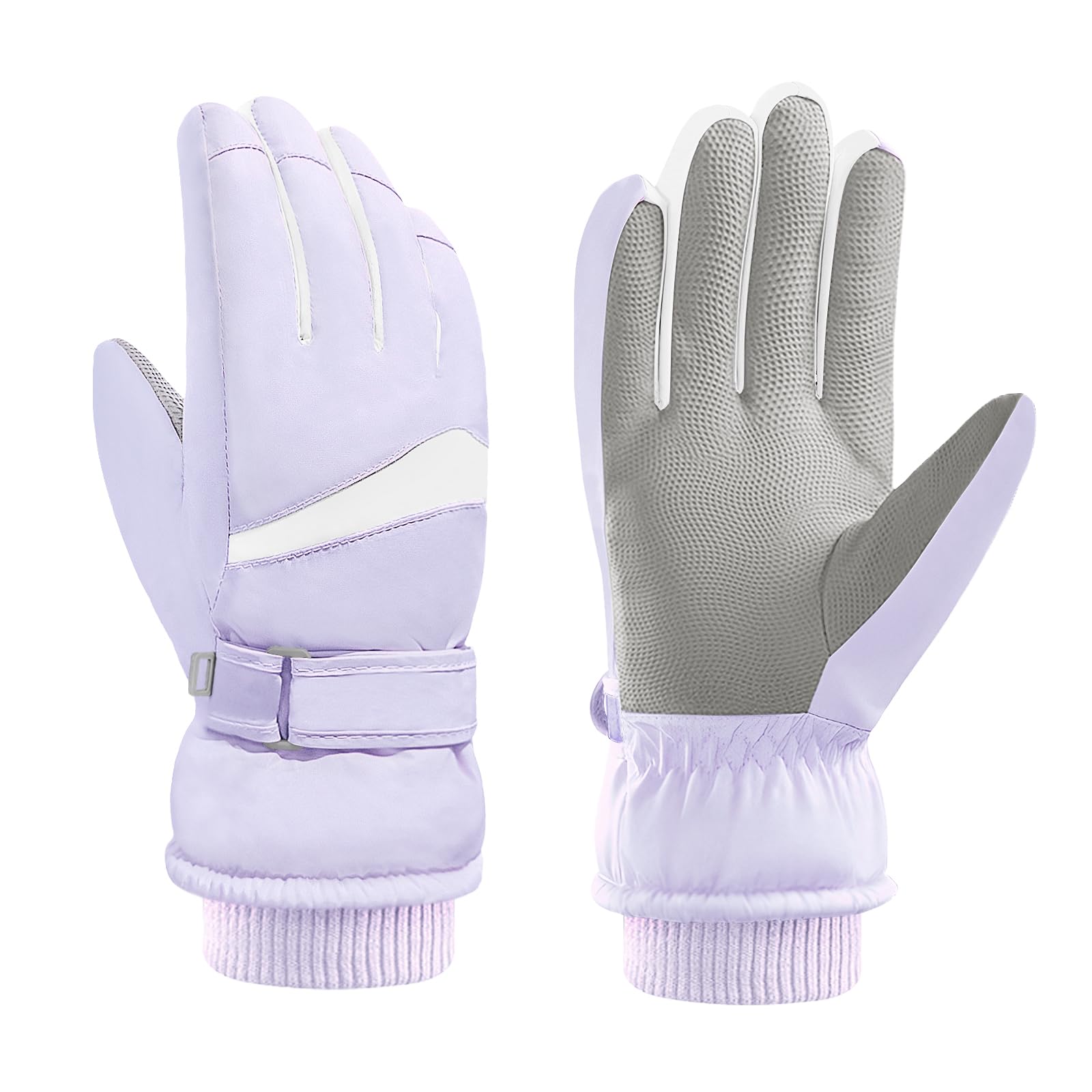 Women Waterproof Ski Gloves, Winter Touchscreen Thermal Gloves with Fleece, Windproof Snowboard Glove for Skiing Running and Cycling